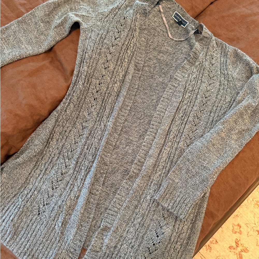 Karen Scott Heather Gray Open-Front Cardigan